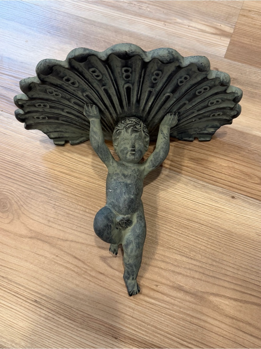 Vintage Virginia Metalcrafters Cast Iron Putto Cherub Angel Shelf/Garden Decor
